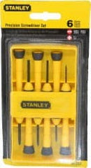 Stanley - 6 Piece Phillips & Slotted Screwdriver Set - Bit Sizes: Philips #0 - Exact Tooling