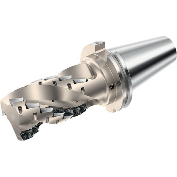 Walter - 2" Cut Diam, 3.346" Max Depth of Cut, 5" OAL, Indexable Square Shoulder Helical End Mill - Multiple Insert Styles, CAT 50 Taper Shank, 90° Lead Angle, Through Coolant, Series Xtra-tec - Exact Tooling