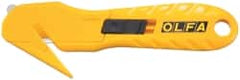 Olfa - Retractable Utility Knife - 1.58" High Carbon Tool Steel Blade, Yellow Nylon-6 Polyamide Handle, 1 Blade Included - Exact Tooling