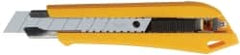 Olfa - Snap Utility Knife - 3.94" High Carbon Tool Steel Blade, Yellow & Black ABS Plastic/Stainless Steel Handle, 1 Blade Included - Exact Tooling