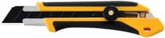 Olfa - Snap Utility Knife - 4.96" High Carbon Tool Steel Blade, Yellow & Black Elastomer & Fiber Reinforced Polymer Handle, 1 Blade Included - Exact Tooling
