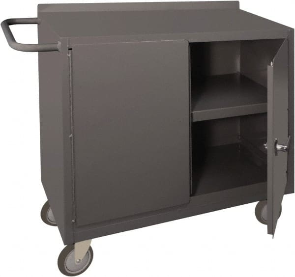 Durham - 1,200 Lb Capacity, 18" Wide x 36" Long x 39-3/4" High Mobile Cart - 2 Door, 1 Shelf, Steel, 2 Rigid/2 Swivel Casters - Exact Tooling