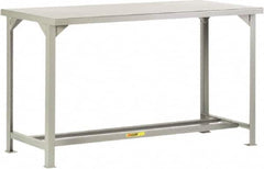 Little Giant - 84 Wide x 36" Deep x 36" High, 12 Gauge Steel Workbench - Fixed Legs, Gray - Exact Tooling