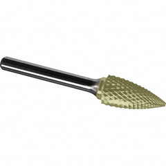 Made in USA - 9.5mm Cut Diam, 0.2362" Shank Diam, Tree Head Diamond Cut Burr - Carbide, 19mm LOC, 64mm OAL - Exact Tooling