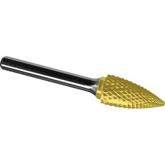 Made in USA - 8mm Cut Diam, 0.2362" Shank Diam, Tree Head Diamond Cut Burr - Carbide, 19mm LOC, 64mm OAL - Exact Tooling