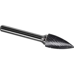 Made in USA - 8mm Cut Diam, 0.2362" Shank Diam, Tree Head Chipbreaker Cut Burr - Carbide, 19mm LOC, 64mm OAL - Exact Tooling