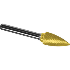 Made in USA - 6.3mm Cut Diam, 0.1181" Shank Diam, Tree Head Chipbreaker Cut Burr - Carbide, 12.7mm LOC, 50mm OAL - Exact Tooling