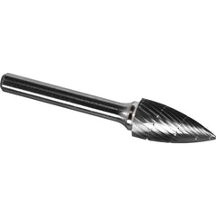 Made in USA - 9.5mm Cut Diam, 0.2362" Shank Diam, Tree Head Chipbreaker Cut Burr - Carbide, 19mm LOC, 63mm OAL - Exact Tooling