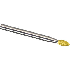 Made in USA - 6mm Cut Diam, 0.2362" Shank Diam, Tree Head Single Cut Burr - Carbide, 16mm LOC, 50mm OAL - Exact Tooling