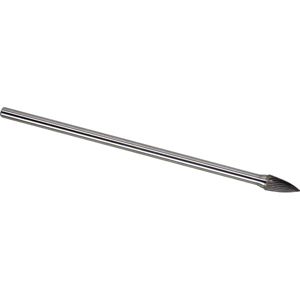 Made in USA - 9.5mm Cut Diam, 0.2362" Shank Diam, Tree Head Single Cut Burr - Carbide, 19mm LOC, 169mm OAL - Exact Tooling