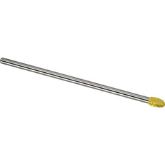 Made in USA - 6mm Cut Diam, 0.2362" Shank Diam, Oval Head Single Cut Burr - Carbide, 9.5mm LOC, 160mm OAL - Exact Tooling