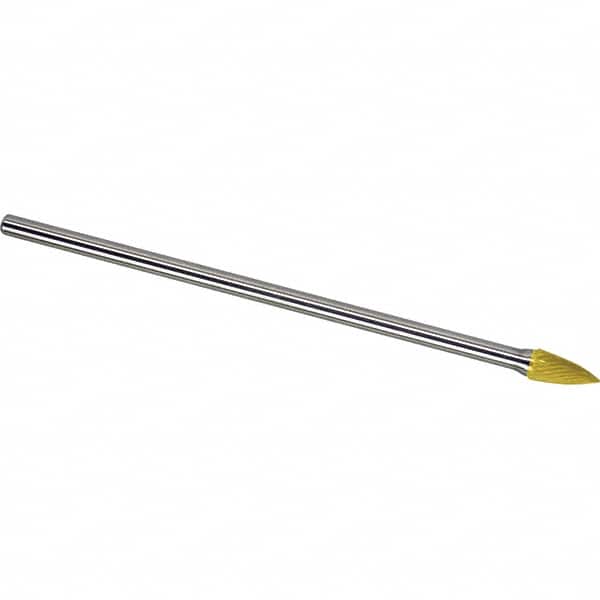 Made in USA - 9.5mm Cut Diam, 0.2362" Shank Diam, Tree Head Single Cut Burr - Carbide, 19mm LOC, 169mm OAL - Exact Tooling