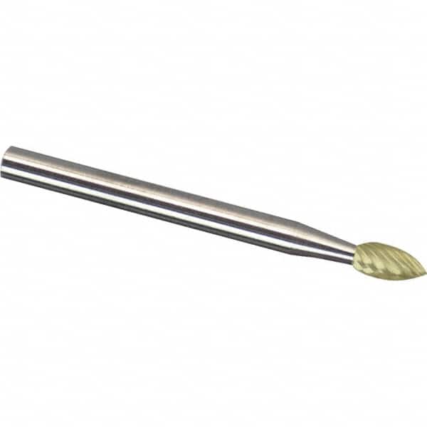 Made in USA - 6mm Cut Diam, 0.2362" Shank Diam, Tree Head Aluma Cut Burr - Carbide, 16mm LOC, 50mm OAL - Exact Tooling