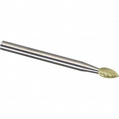 Made in USA - 6mm Cut Diam, 0.2362" Shank Diam, Tree Head Aluma Cut Burr - Carbide, 16mm LOC, 50mm OAL - Exact Tooling