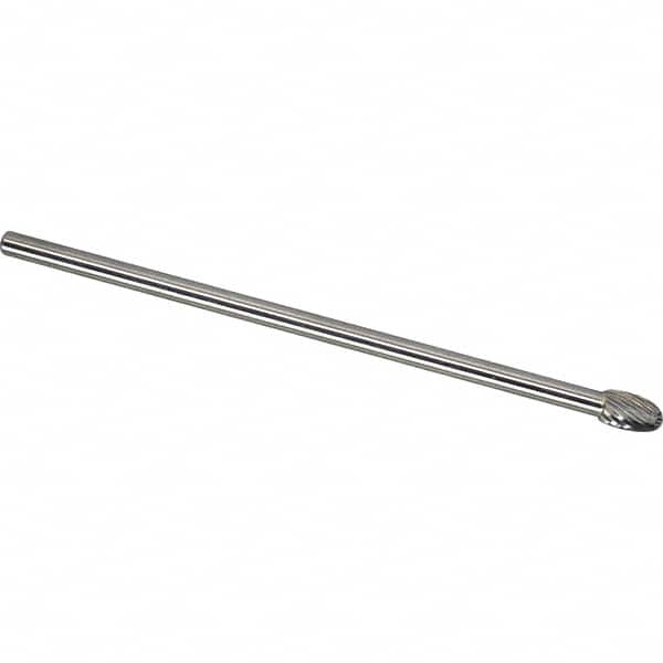 Made in USA - 6mm Cut Diam, 0.2362" Shank Diam, Oval Head Single Cut Burr - Carbide, 9.5mm LOC, 160mm OAL - Exact Tooling
