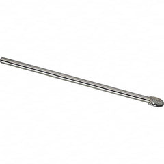 Made in USA - 6mm Cut Diam, 0.2362" Shank Diam, Oval Head Single Cut Burr - Carbide, 9.5mm LOC, 160mm OAL - Exact Tooling