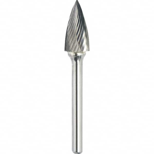 Made in USA - 5/16" Cut Diam, 1/4" Shank Diam, Tree Head Single Cut Burr - Carbide, 3/4" LOC, 2-1/2" OAL - Exact Tooling