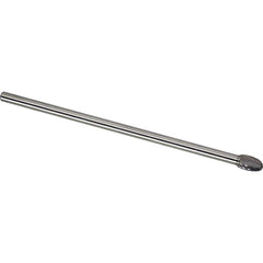 Made in USA - 1/2" Cut Diam, 0.2362" Shank Diam, Oval Head Single Cut Burr - Carbide, 22mm LOC, 172mm OAL - Exact Tooling