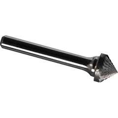 Made in USA - 9.5mm Cut Diam, 0.2362" Shank Diam, Cone Head Diamond Cut Burr - Carbide, 4.7mm LOC, 49.7mm OAL - Exact Tooling