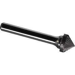 Made in USA - 1" Cut Diam, 1/4" Shank Diam, Cone Head Diamond Cut Burr - Carbide, 1/2" LOC, 2-1/4" OAL - Exact Tooling