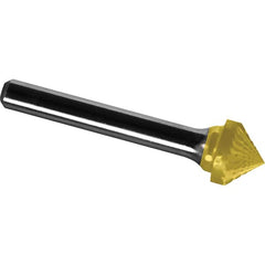 Made in USA - 9.5mm Cut Diam, 0.2362" Shank Diam, Cone Head Diamond Cut Burr - Carbide, 4.7mm LOC, 49.7mm OAL - Exact Tooling