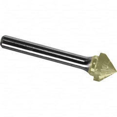 Made in USA - 9.5mm Cut Diam, 0.2362" Shank Diam, Cone Head Chipbreaker Cut Burr - Carbide, 4.7mm LOC, 49.7mm OAL - Exact Tooling