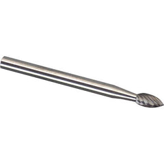 Made in USA - 6mm Cut Diam, 0.2362" Shank Diam, Tree Head Diamond Cut Burr - Carbide, 16mm LOC, 50mm OAL - Exact Tooling