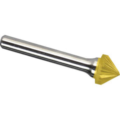 Made in USA - 9.5mm Cut Diam, 0.2362" Shank Diam, Cone Head Single Cut Burr - Carbide, 4.7mm LOC, 49.7mm OAL - Exact Tooling