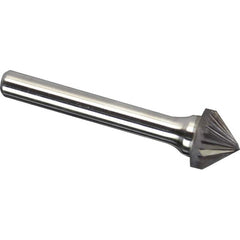 Made in USA - 9.5mm Cut Diam, 0.2362" Shank Diam, Cone Head Single Cut Burr - Carbide, 4.7mm LOC, 49.7mm OAL - Exact Tooling