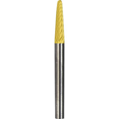 Made in USA - 6mm Cut Diam, 0.2362" Shank Diam, Cone Head Diamond Cut Burr - Carbide, 16mm LOC, 50mm OAL - Exact Tooling