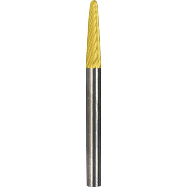 Made in USA - 6mm Cut Diam, 0.2362" Shank Diam, Cone Head Single Cut Burr - Carbide, 16mm LOC, 50mm OAL - Exact Tooling