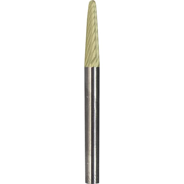Made in USA - 6mm Cut Diam, 0.2362" Shank Diam, Cone Head Single Cut Burr - Carbide, 16mm LOC, 50mm OAL - Exact Tooling