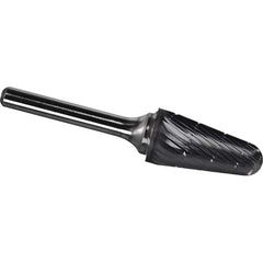 Made in USA - 8mm Cut Diam, 0.2362" Shank Diam, Cone Head Chipbreaker Cut Burr - Carbide, 22mm LOC, 67mm OAL - Exact Tooling