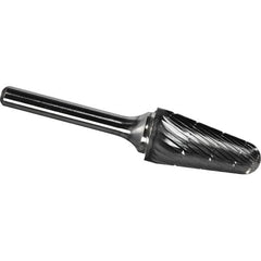 Made in USA - 9.5mm Cut Diam, 0.2362" Shank Diam, Cone Head Chipbreaker Cut Burr - Carbide, 27mm LOC, 72mm OAL - Exact Tooling