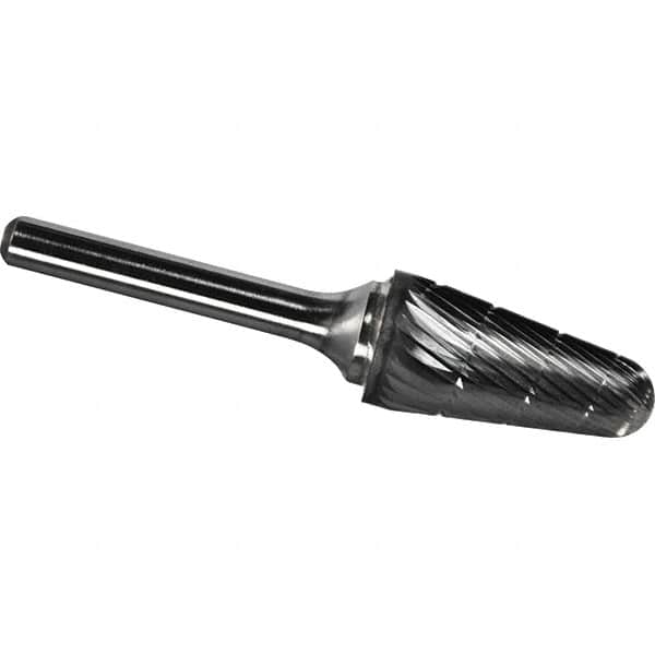 Made in USA - 1/2" Cut Diam, 0.2362" Shank Diam, Cone Head Chipbreaker Cut Burr - Carbide, 28mm LOC, 73mm OAL - Exact Tooling