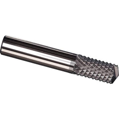 Made in USA - 5mm Diam, 16mm LOC, Drill Point End, Solid Carbide Diamond Pattern Router Bit - Right Hand Cut, 50mm OAL, Use on Fiberglass - Exact Tooling