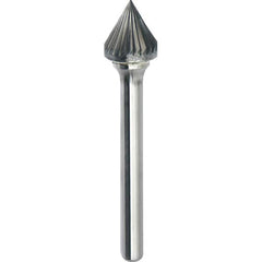 Made in USA - 9.5mm Cut Diam, 0.2362" Shank Diam, Cone Head Single Cut Burr - Carbide, 8mm LOC, 53mm OAL - Exact Tooling