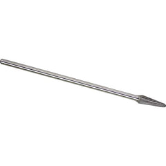 Made in USA - 9.5mm Cut Diam, 0.2362" Shank Diam, Cone Head Single Cut Burr - Carbide, 27mm LOC, 177mm OAL - Exact Tooling