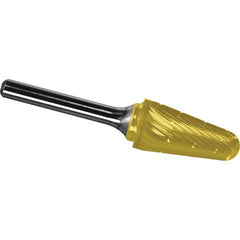 Made in USA - 9.5mm Cut Diam, 0.2362" Shank Diam, Cone Head Chipbreaker Cut Burr - Carbide, 27mm LOC, 71mm OAL - Exact Tooling