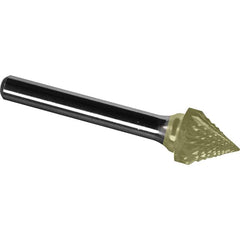 Made in USA - 9.5mm Cut Diam, 0.2362" Shank Diam, Cone Head Diamond Cut Burr - Carbide, 8mm LOC, 53mm OAL - Exact Tooling