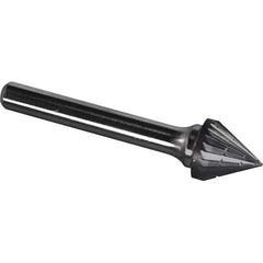 Made in USA - 1/2" Cut Diam, 0.2362" Shank Diam, Cone Head Chipbreaker Cut Burr - Carbide, 11mm LOC, 56mm OAL - Exact Tooling