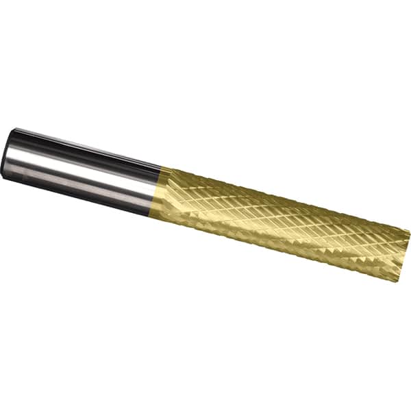 Made in USA - 1/4" Diam, 3/4" LOC, Plain End, Solid Carbide Diamond Pattern Router Bit - Right Hand Cut, 2" OAL, 1/4" Shank Diam, Use on Cast Iron, Stainless, Steel, Titanium - Exact Tooling