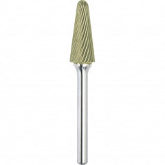 Made in USA - 5/8" Cut Diam, 1/4" Shank Diam, Cone Head Single Cut Burr - Carbide, 1-3/16" LOC, 2-15/16" OAL - Exact Tooling