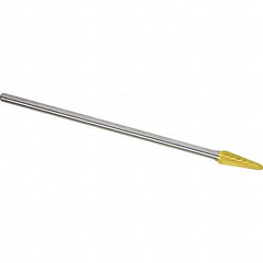 Made in USA - 9.5mm Cut Diam, 0.2362" Shank Diam, Cone Head Single Cut Burr - Carbide, 27mm LOC, 177mm OAL - Exact Tooling