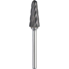 Made in USA - 9.5mm Cut Diam, 0.2362" Shank Diam, Cone Head Aluma Cut Burr - Carbide, 27mm LOC, 71mm OAL - Exact Tooling