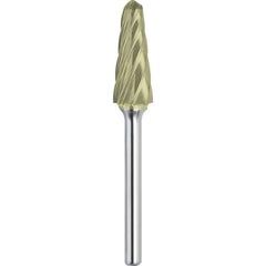 Made in USA - 19mm Cut Diam, 0.2362" Shank Diam, Cone Head Aluma Cut Burr - Carbide, 38mm LOC, 83mm OAL - Exact Tooling