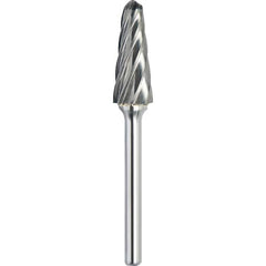Made in USA - 5/16" Cut Diam, 1/4" Shank Diam, Cone Head Aluma Cut Burr - Carbide, 7/8" LOC, 2-5/8" OAL - Exact Tooling