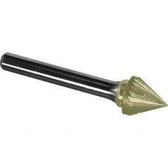 Made in USA - 9.5mm Cut Diam, 0.2362" Shank Diam, Cone Head Chipbreaker Cut Burr - Carbide, 8mm LOC, 53mm OAL - Exact Tooling