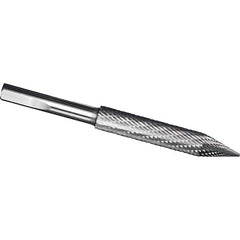 Made in USA - 5/16" Cut Diam, 5/16" Shank Diam, Cone Head Tire Cut Burr - Carbide, 1-1/2" LOC, 3" OAL - Exact Tooling