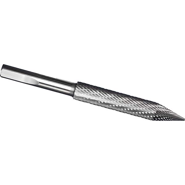 Made in USA - 6mm Cut Diam, 0.2362" Shank Diam, Cone Head Tire Cut Burr - Carbide, 50mm LOC, 75mm OAL - Exact Tooling